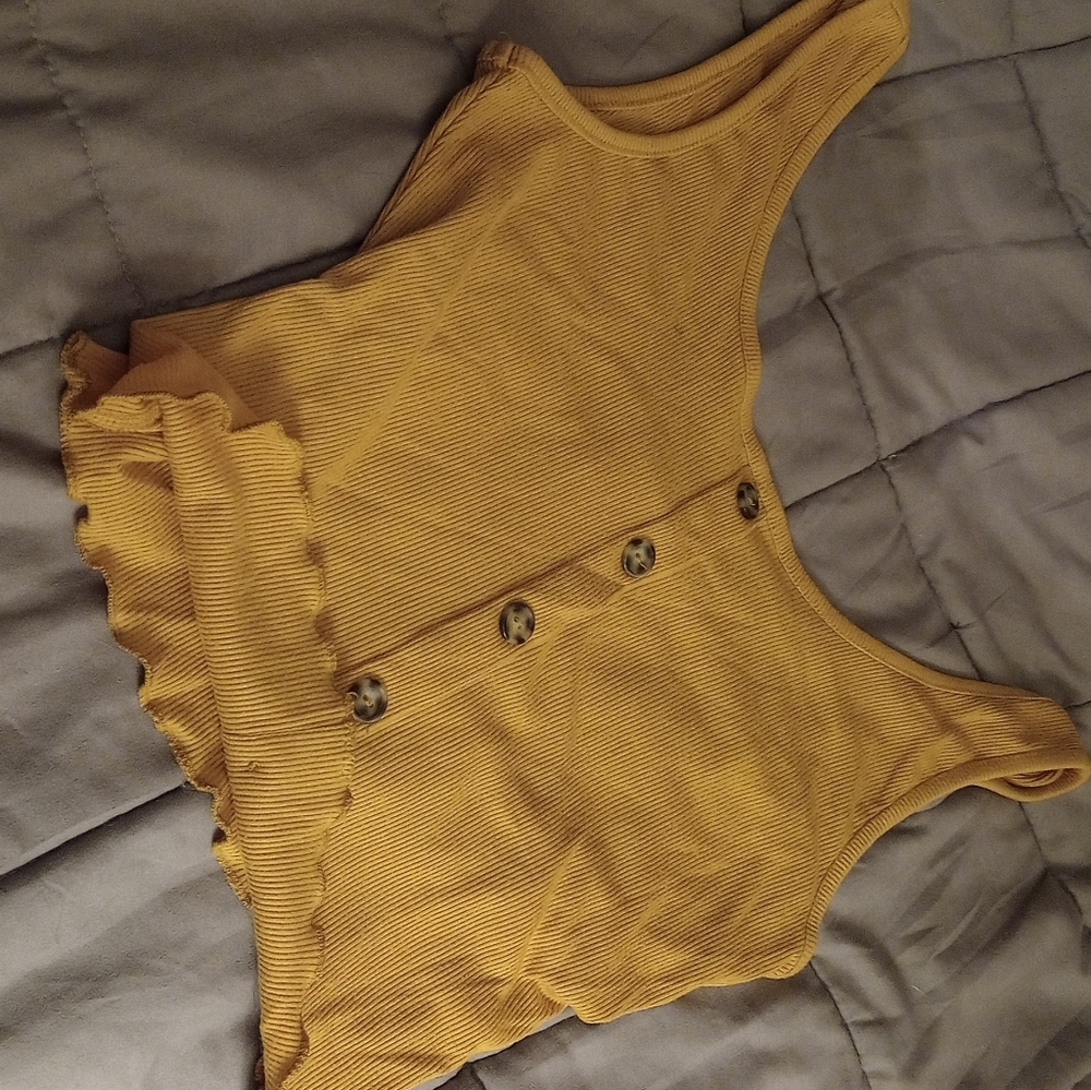 Yellow buttoned crop top